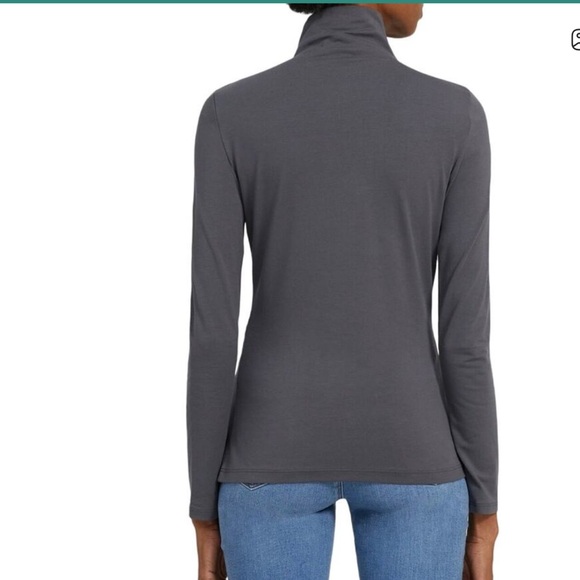 Theory Gray Pima Cotton Essential Turtleneck - Size L - Picture 2 of 6
